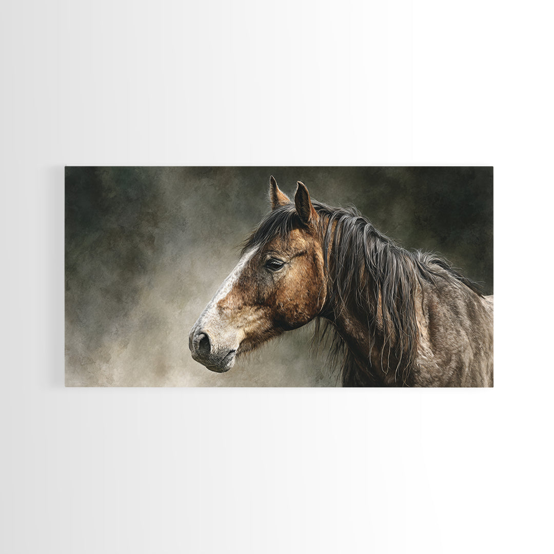 Wild Horse Portrait Canvas Print, Wall Art, Canvas, Living Room Decor, Oil Painting, Canvas Wall Art, Abstract Art, WAL-2x1-57