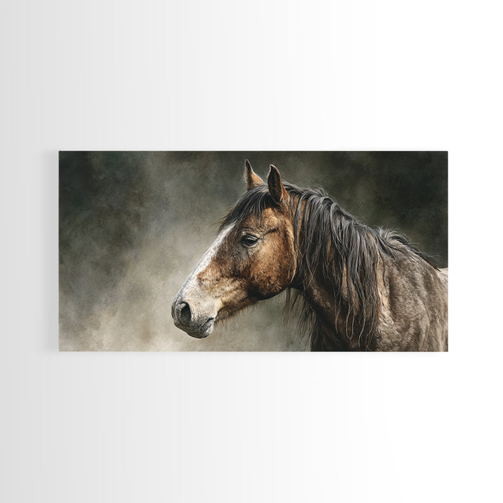Wild Horse Portrait Canvas Print, Wall Art, Canvas, Living Room Decor, Oil Painting, Canvas Wall Art, Abstract Art, WAL-2x1-57