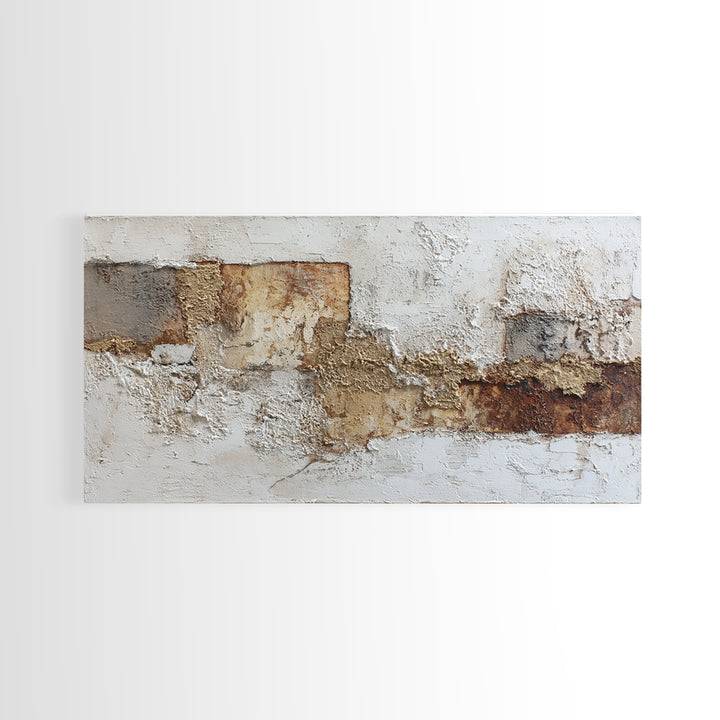 Luxury Neutral Plaster Texture Abstract Framed Canvas Print, Wall Art, Abstract Art, Living Room Decor, Boho Decor, WAL-2x1-59