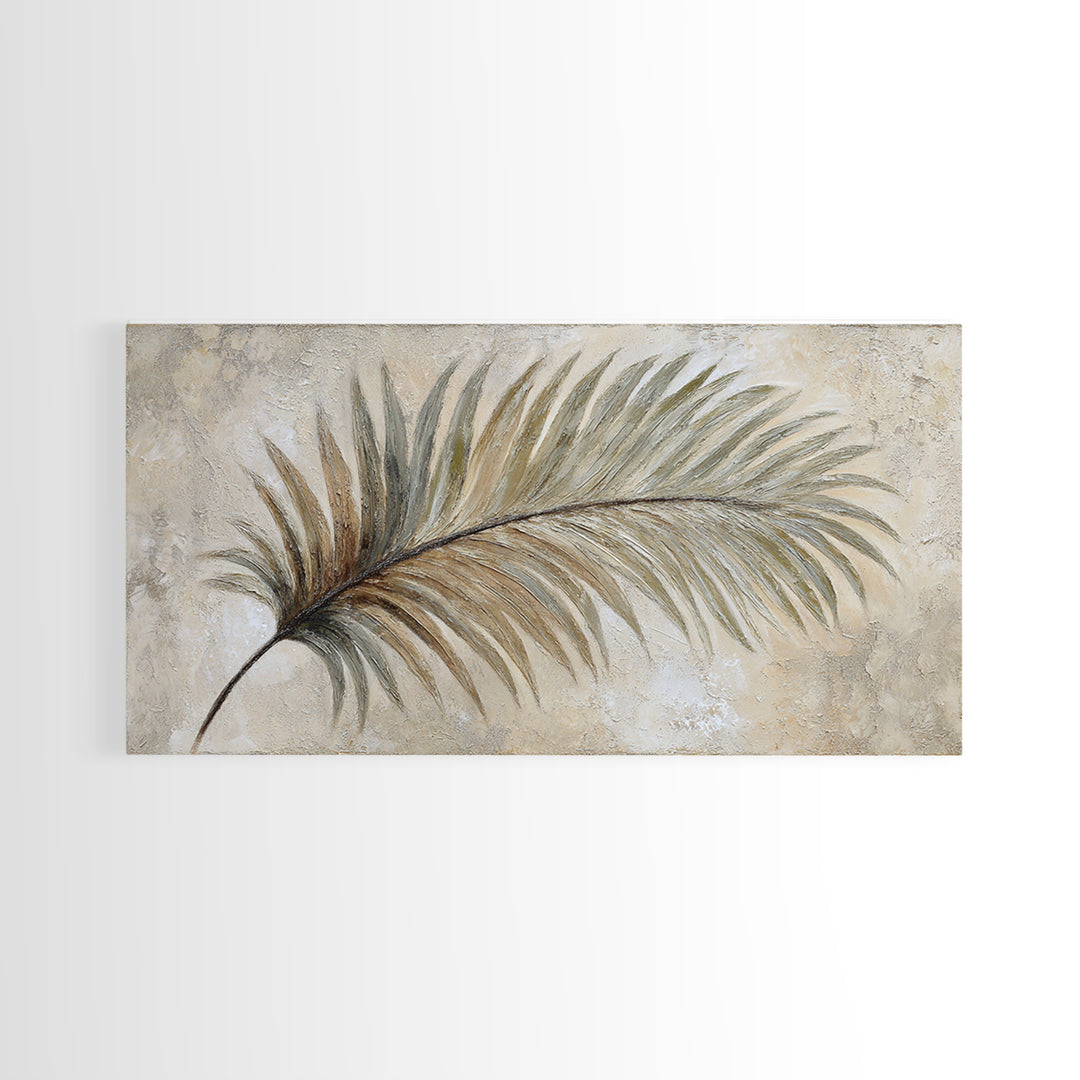 Tropical Palm Leaf Painting Framed Canvas Print, Wall Art, Heart, Living Room Decor, Fine Art, Home Decor Gift, WAL-2x1-60