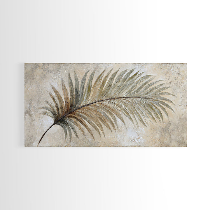 Tropical Palm Leaf Painting Framed Canvas Print, Wall Art, Heart, Living Room Decor, Fine Art, Home Decor Gift, WAL-2x1-60