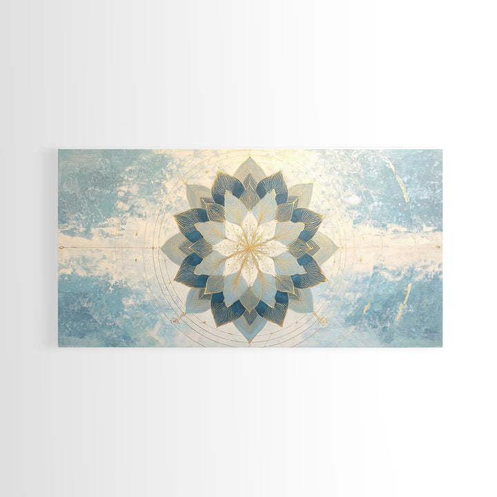 Sacred Geometry Mandala Framed Canvas Print, Wall Art, Mid Century Modern, Living Room Decor, Abstract Art, Textured Wall Art, WAL-2x1-65