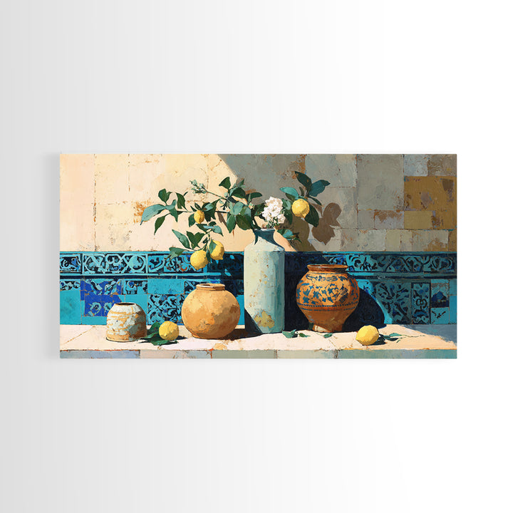 Mediterranean Lemon Branch Still Life Canvas Print, Wall Art, Home Decor, Living Room Decor, Fine Art, Digital Wall Art, WAL-2x1-66