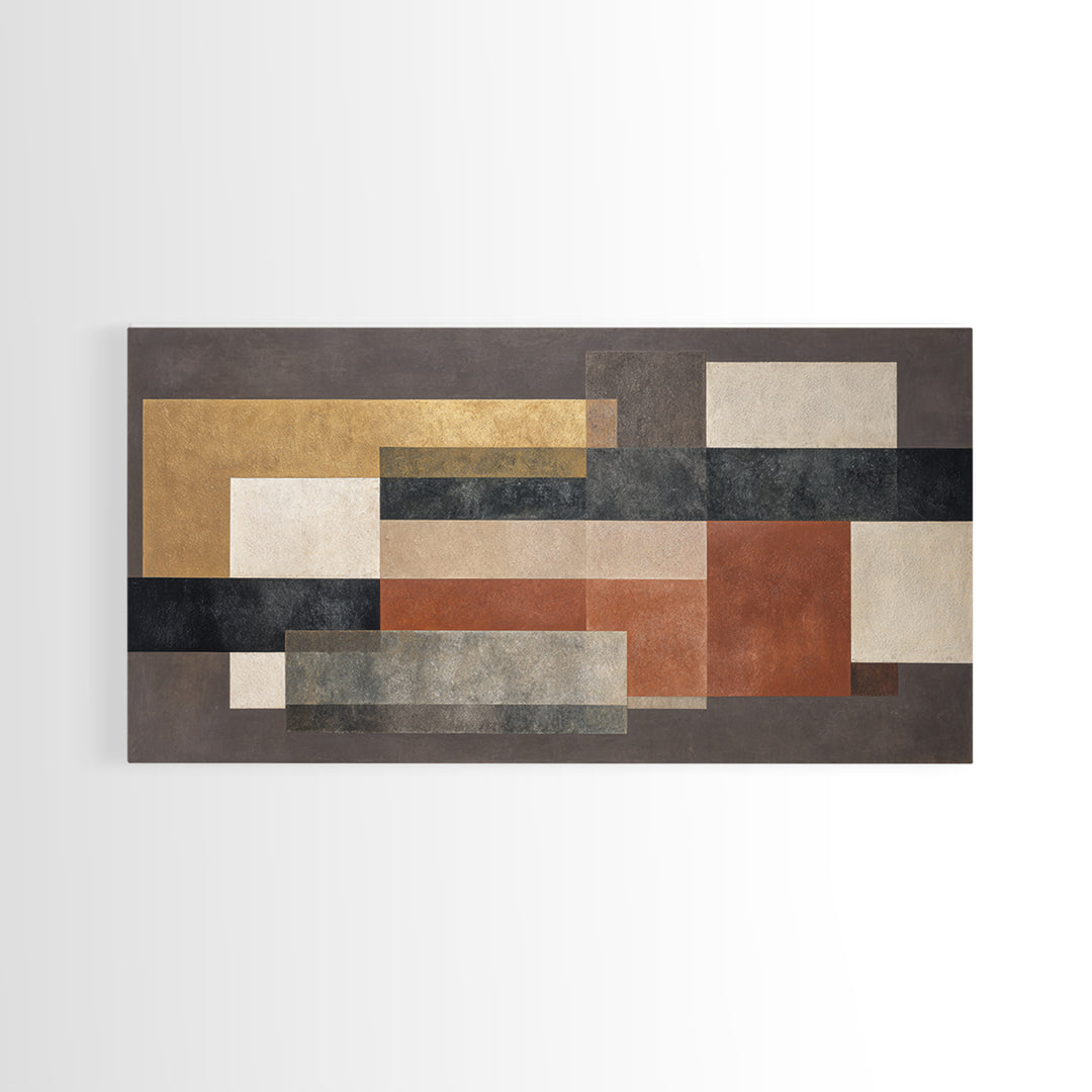 Modern Geometric Composition for Living Spaces Framed Canvas Print, Wall Art, Canvas, Living Room Decor, Abstract Art, WAL-2x1-72