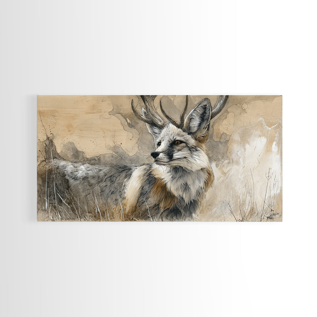 Whimsical Animal Portrait Framed Canvas Print, Wall Art, Wall Art Prints, Living Room Decor, Fine Art, Abstract Art, WAL-2x1-91