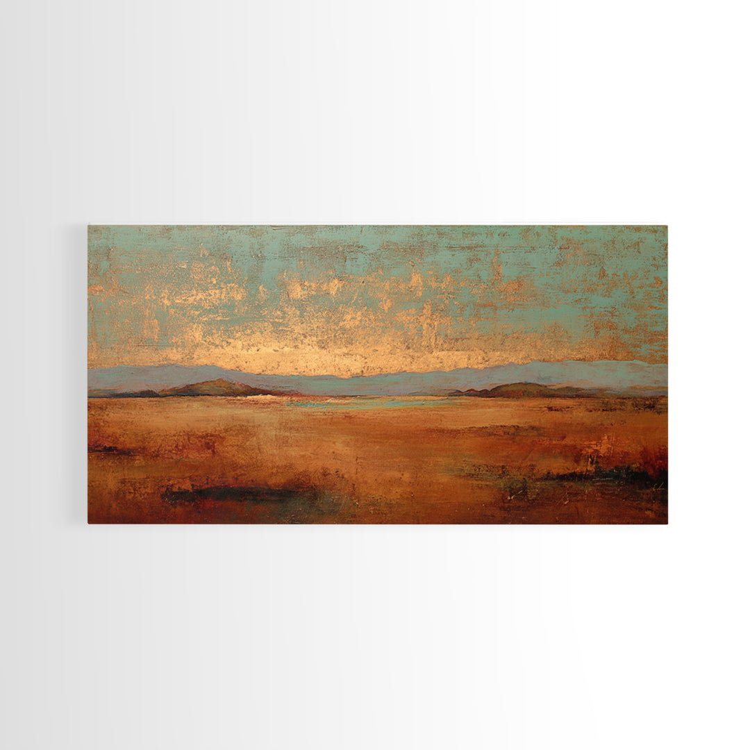 Desert Landscape in Warm Terracotta Tones Framed Canvas Print, Wall Art, Wall Hanging, Living Room Decor, Fine Art, WAL-2x1-99