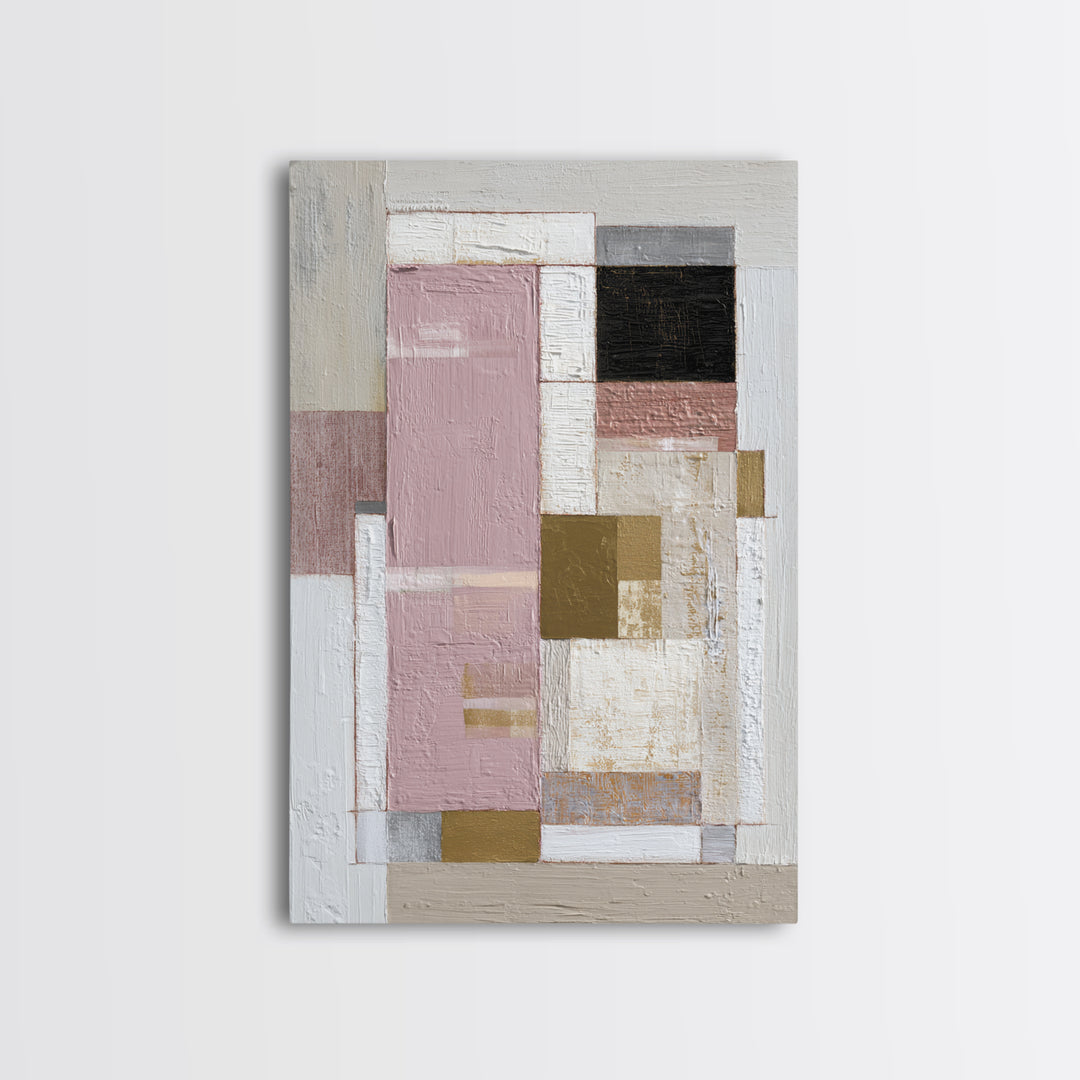 Modern Geometric Composition for Living Spaces Framed Canvas Print, Wall Art, Heart, Living Room Decor, Fine Art, WAL-2x3-12