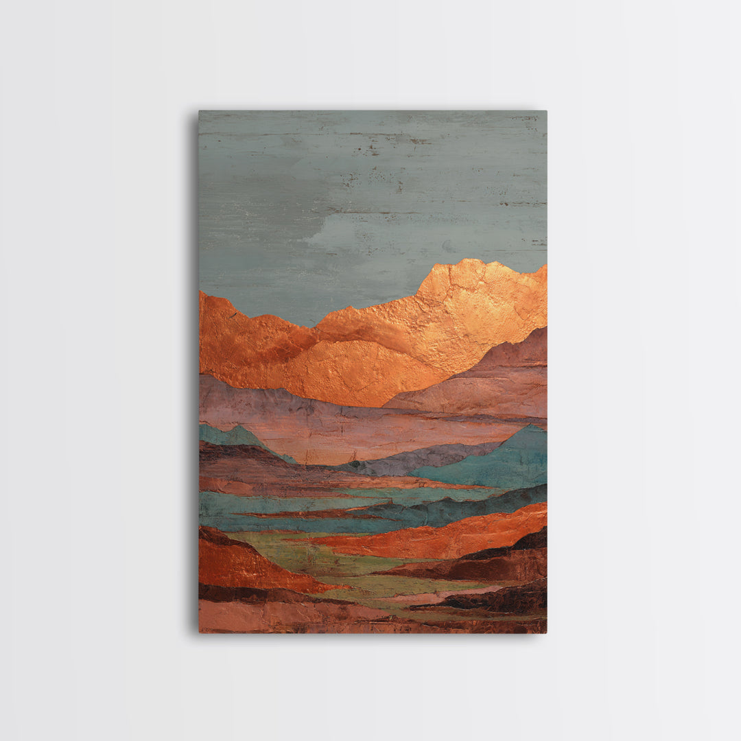 Desert Landscape in Warm Terracotta Tones Canvas Print, Wall Art, Minimalist Decor, Living Room Decor, Oil Painting, WAL-2x3-15