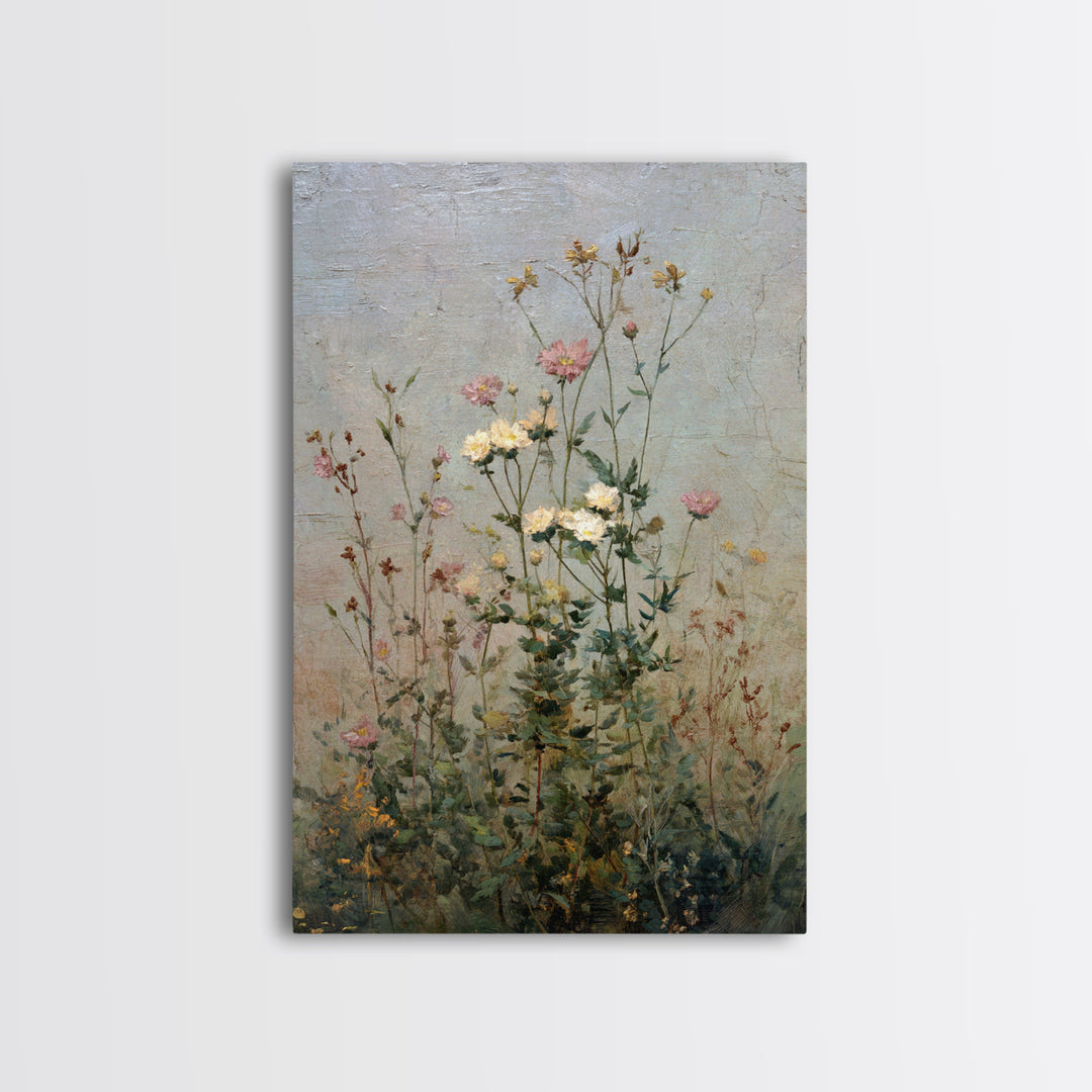 Impressionist Meadow of Wildflowers Framed Canvas Print, Wall Art, Printable Wall Art, Living Room Decor, Oil Painting, WAL-2x3-25
