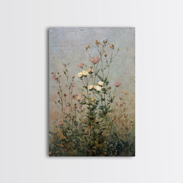 Impressionist Meadow of Wildflowers Framed Canvas Print, Wall Art, Printable Wall Art, Living Room Decor, Oil Painting, WAL-2x3-25