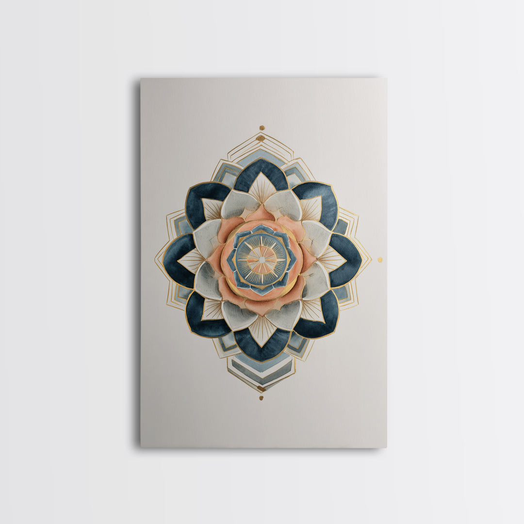 Sacred Geometry Mandala Canvas Print, Wall Art, Wall Hangings, Living Room Decor, Watercolor Art, Framed Wall Art, WAL-2x3-29