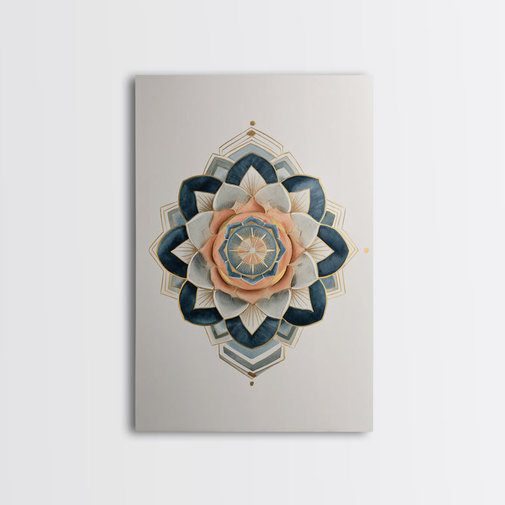 Sacred Geometry Mandala Canvas Print, Wall Art, Wall Hangings, Living Room Decor, Watercolor Art, Framed Wall Art, WAL-2x3-29