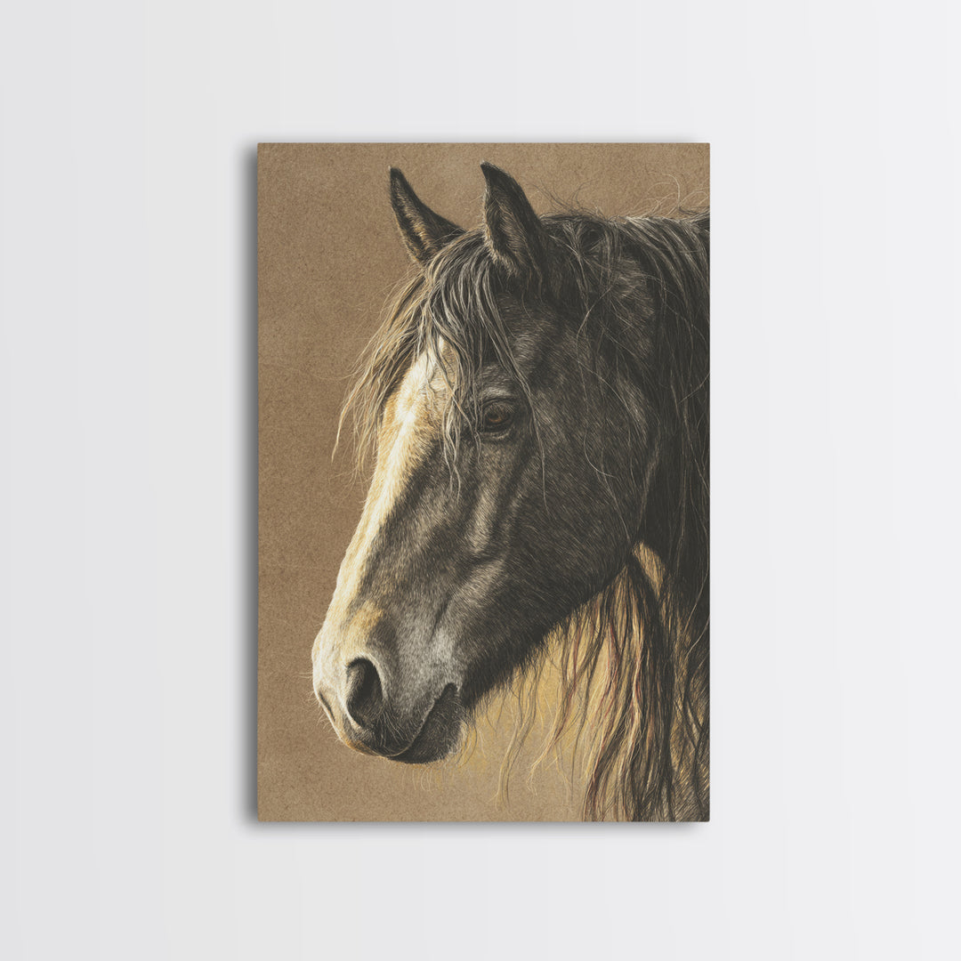 Wild Horse Portrait Canvas Print, Wall Art, Metal Wall Art, Living Room Decor, Fine Art, Digital Print, Wood Wall Art, WAL-2x3-45