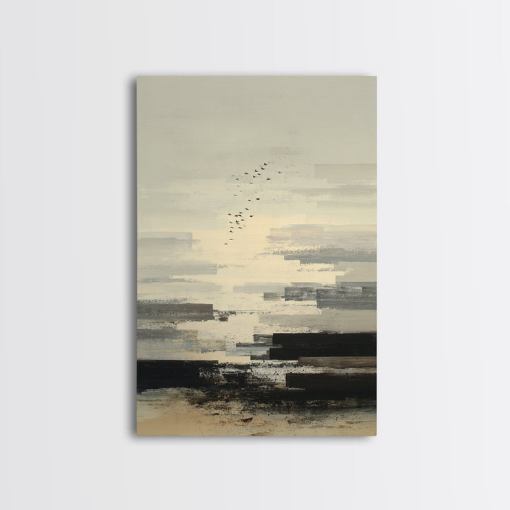 Luxury Neutral Plaster Texture Abstract Framed Canvas Print, Wall Art, Mid Century Modern, Living Room Decor, Fine Art, WAL-2x3-47