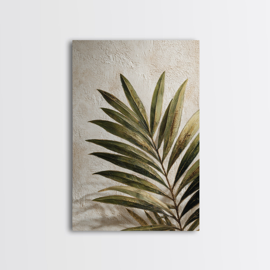 Tropical Palm Leaf Painting Framed Canvas Print, Wall Art, Home Decor, Living Room Decor, Fine Art, Digital Wall Art, WAL-2x3-48