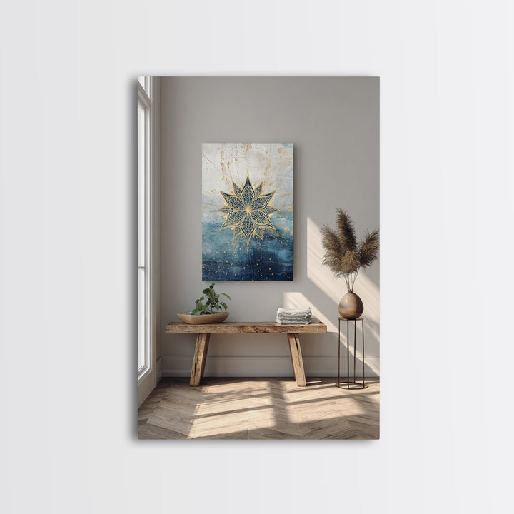 Sacred Geometry Mandala Framed Canvas Print, Wall Art, Wall Art for Mom, Living Room Decor, Oil Painting, Prints Wall Art, WAL-2x3-53
