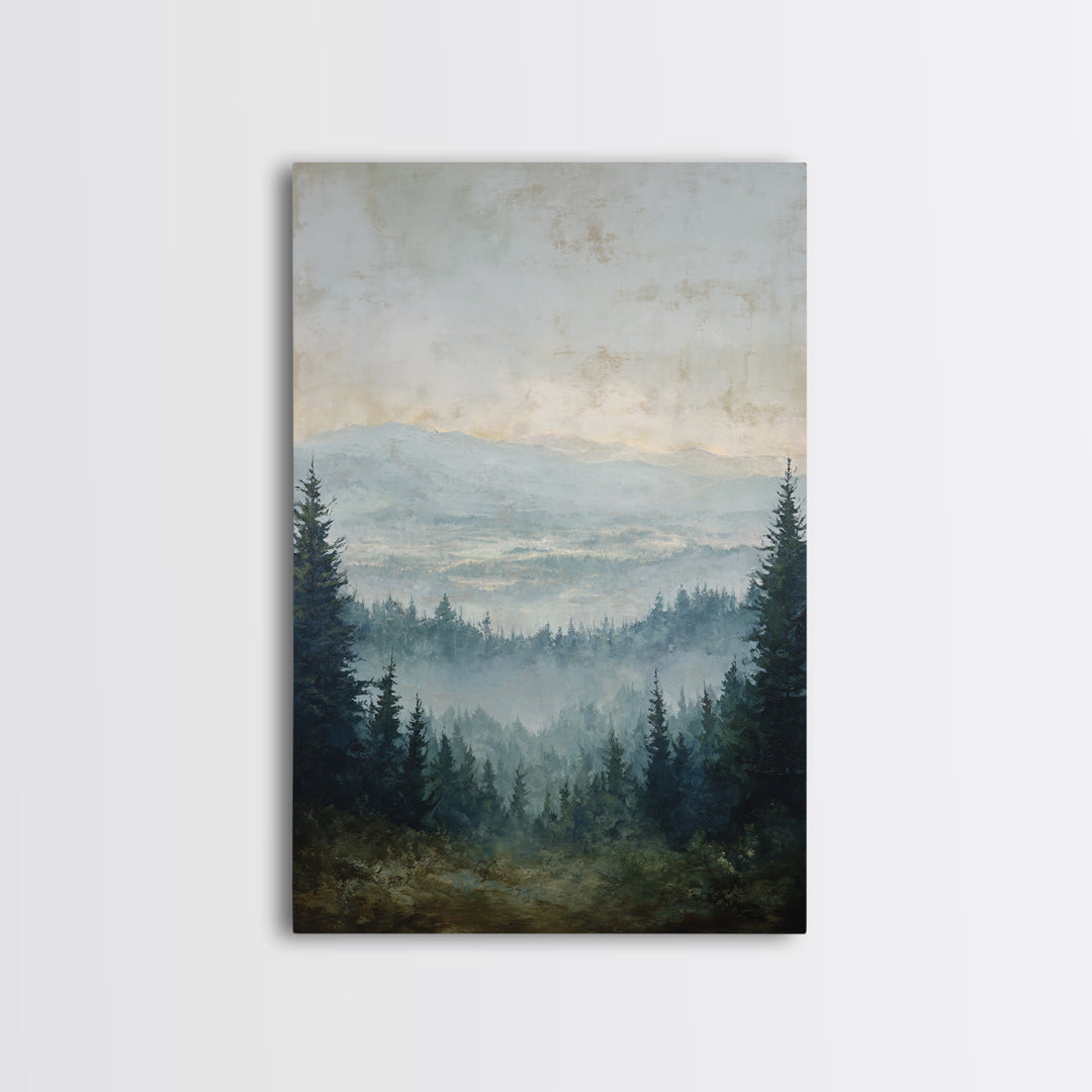 Moody Forest Landscape Canvas Print, Wall Art, Heart, Living Room Decor, Fine Art, Home Decor Gift, Original Art, WAL-2x3-66