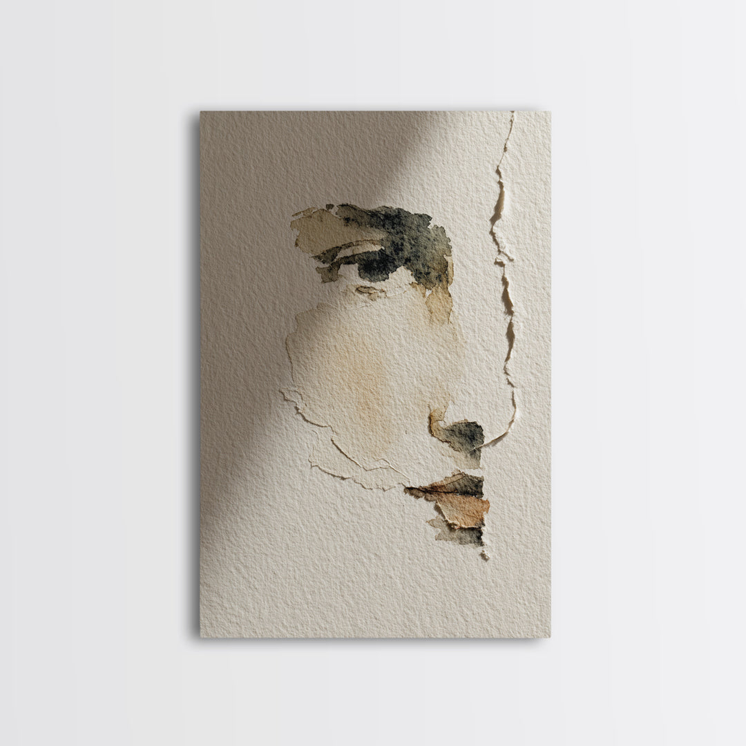 Minimal Line Portrait Canvas Print, Wall Art, Mid Century Modern, Living Room Decor, Fine Art, Textured Wall Art, WAL-2x3-86
