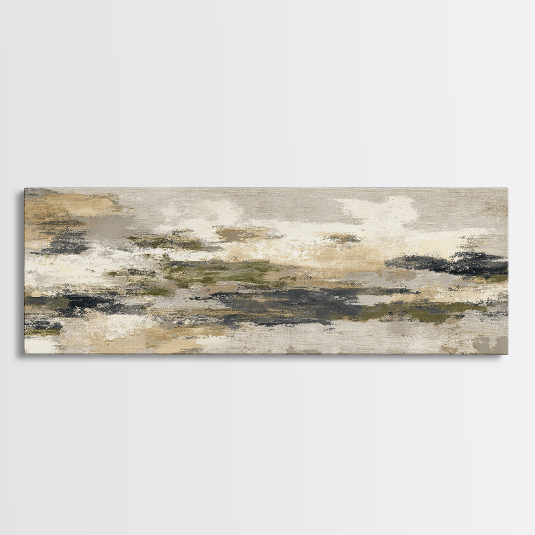 Urban Skyline in Muted Evening Color Framed Canvas Print, Wall Art, Art Print, Living Room Decor, Abstract Art, WAL-3x1-10
