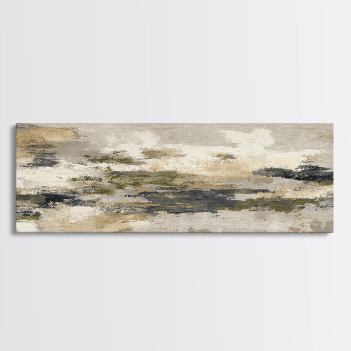 Urban Skyline in Muted Evening Color Framed Canvas Print, Wall Art, Art Print, Living Room Decor, Abstract Art, WAL-3x1-10