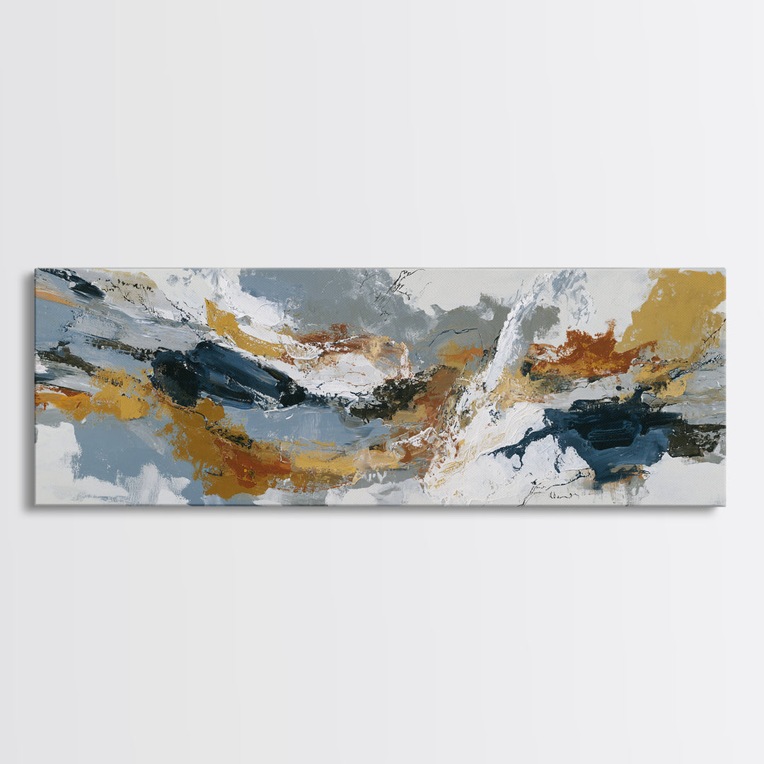 Statement Abstract with Bold Layered Brushwork Canvas Print, Wall Art, Textured Wall Art, Living Room Decor, WAL-3x1-17