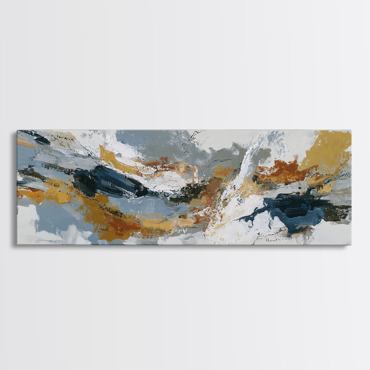Statement Abstract with Bold Layered Brushwork Canvas Print, Wall Art, Textured Wall Art, Living Room Decor, WAL-3x1-17
