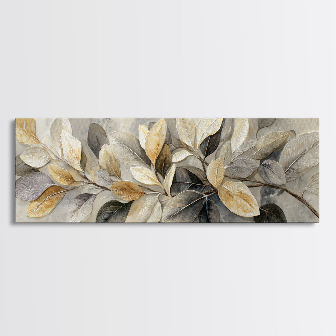 Large Botanical Print Framed Canvas Print, Wall Art, Digital Wall Art, Living Room Decor, Watercolor Art, Wood Wall Art, WAL-3x1-18