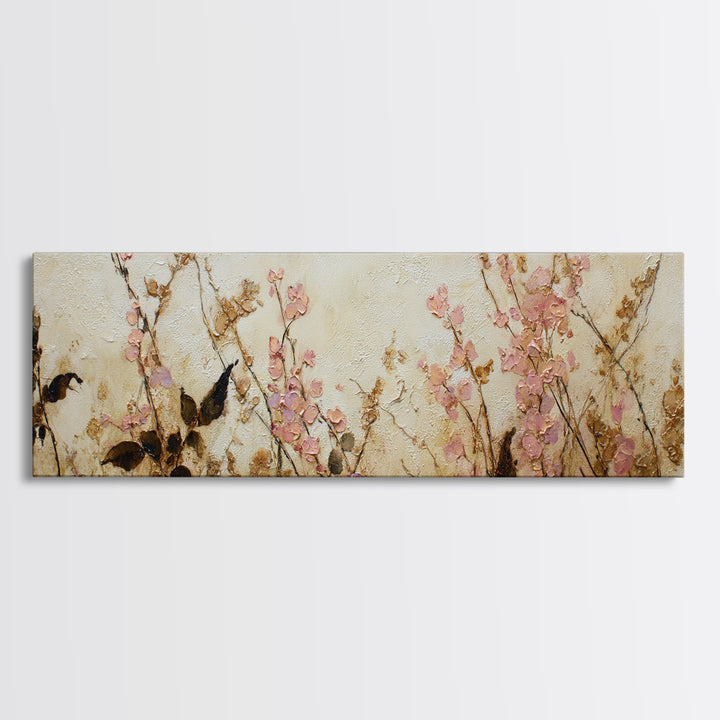 Soft Floral Oil Painting Canvas Print, Wall Art, Digital Print, Living Room Decor, Fine Art, Luxury Decor, Textured Painting, WAL-3x1-21