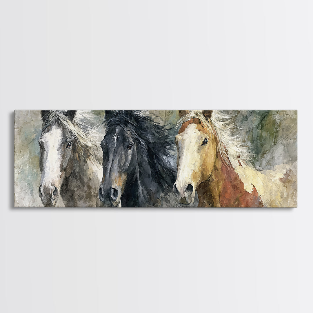 Wild Horse Portrait Canvas Print, Wall Art, Framed Wall Art, Living Room Decor, Fine Art, Fine Art Print, Statement Artwork, WAL-3x1-29