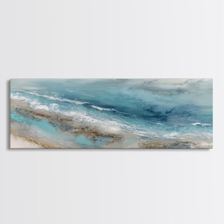 Coastal Aerial Water Study Canvas Print, Wall Art, Fine Art Print, Living Room Decor, Fine Art, Wall Decor, Painting, WAL-3x1-3