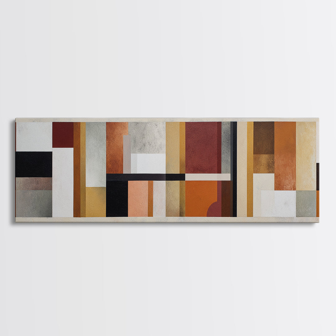 Modern Geometric Composition for Living Spaces Framed Canvas Print, Wall Art, Modern Decor, Living Room Decor, Abstract Art, WAL-3x1-44