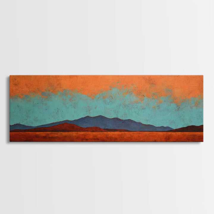 Desert Landscape in Warm Terracotta Tones Framed Canvas Print, Wall Art, Heart, Living Room Decor, Fine Art, WAL-3x1-47