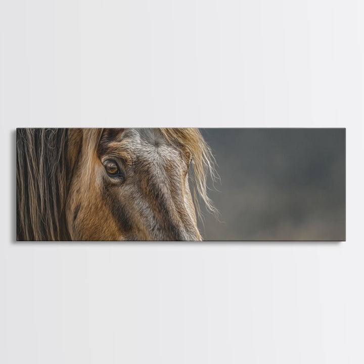 Wild Horse Portrait Framed Canvas Print, Wall Art, Prints Wall Art, Living Room Decor, Fine Art, Textured Painting, WAL-3x1-53