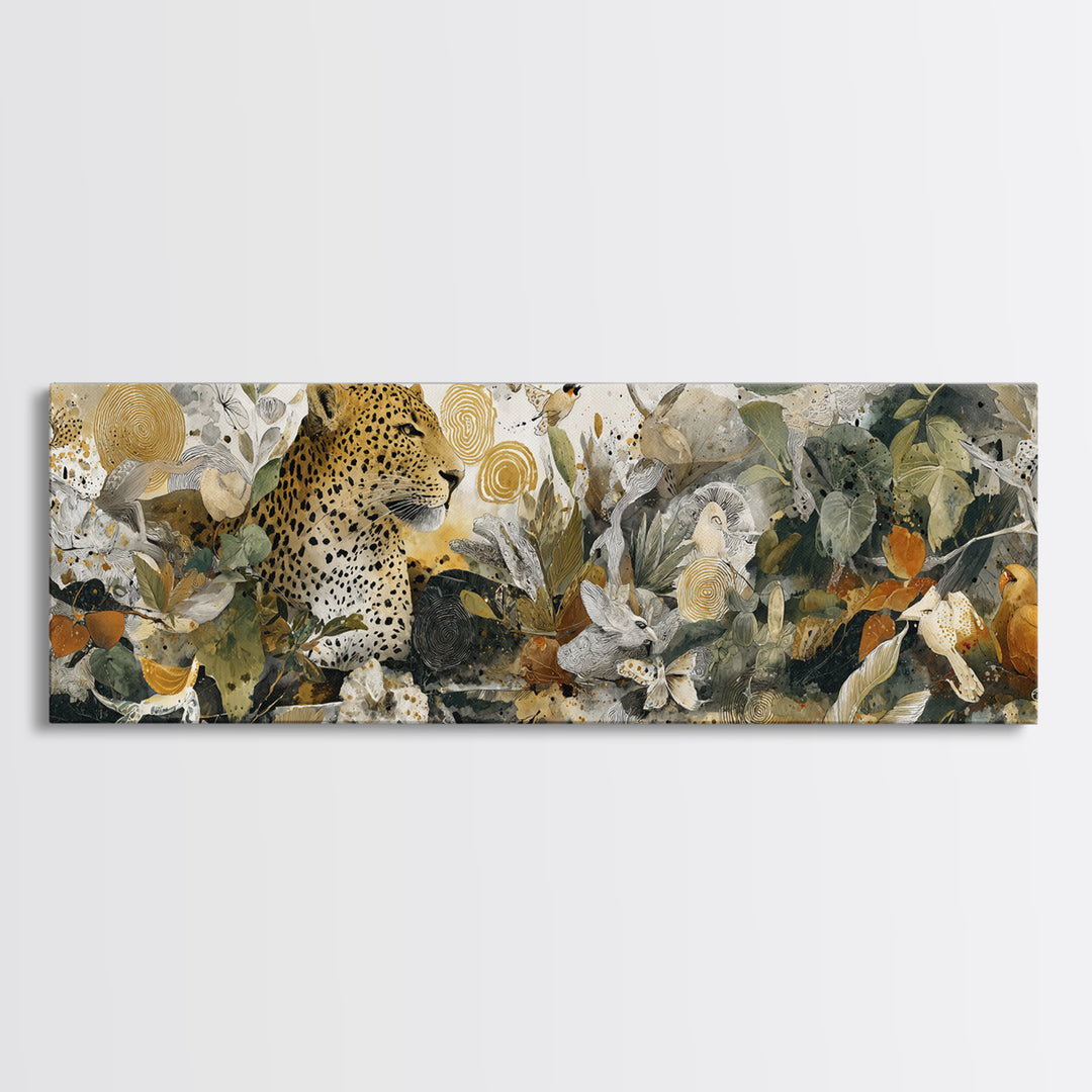 Whimsical Animal Portrait Framed Canvas Print, Wall Art, Contemporary Art, Living Room Decor, Fine Art, Mid Century Modern, WAL-3x1-63