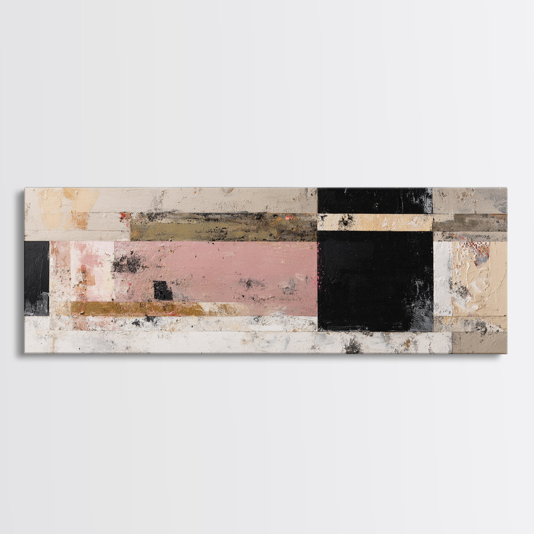 Modern Geometric Composition for Living Spaces Framed Canvas Print, Wall Art, Home Decor, Living Room Decor, Abstract Art, WAL-3x1-68