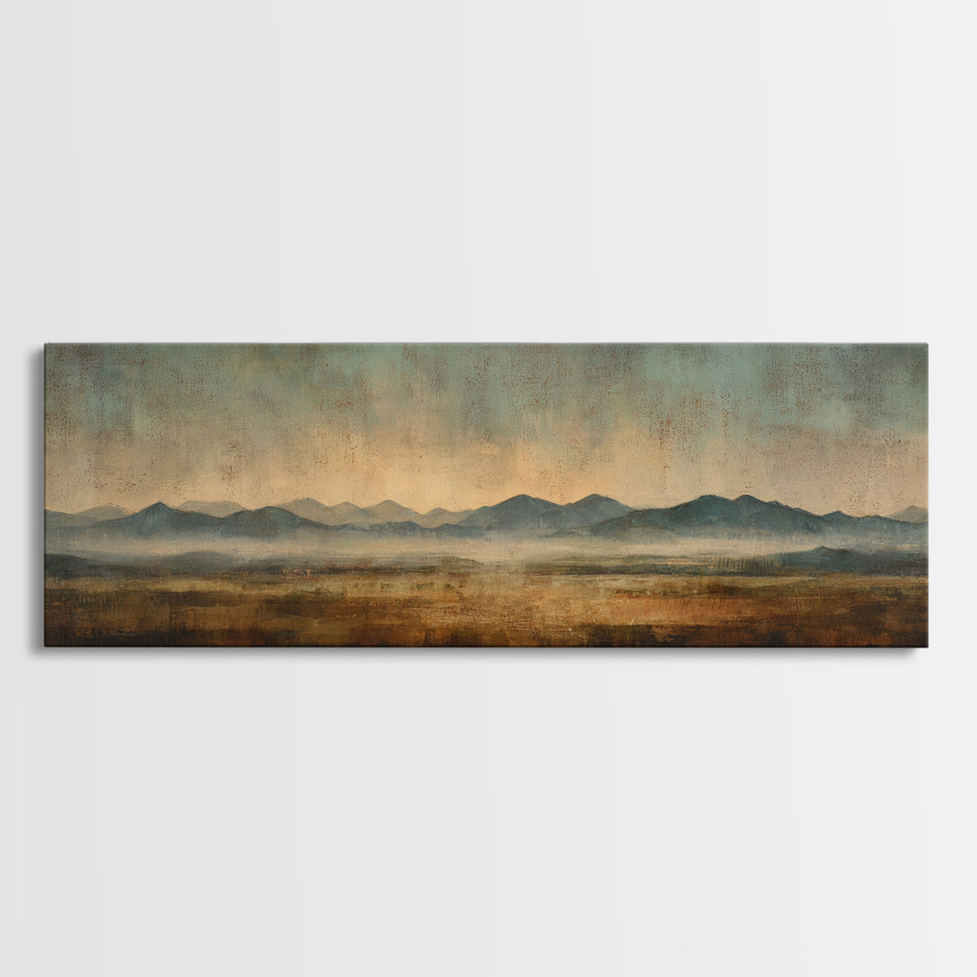 Desert Landscape in Warm Terracotta Tones Canvas Print, Wall Art, Metal Wall Art, Living Room Decor, Oil Painting, WAL-3x1-71