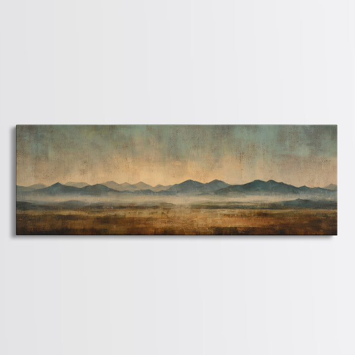 Desert Landscape in Warm Terracotta Tones Canvas Print, Wall Art, Metal Wall Art, Living Room Decor, Oil Painting, WAL-3x1-71