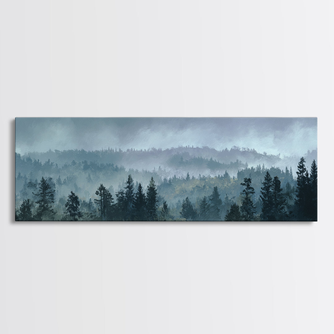 Moody Forest Landscape Framed Canvas Print, Wall Art, Framed Wall Art, Living Room Decor, Fine Art, Fine Art Print, WAL-3x1-74