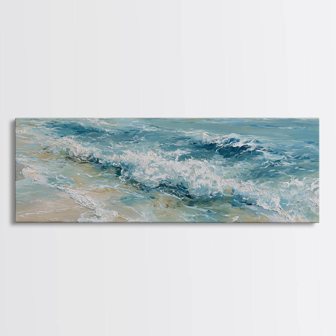 Coastal Aerial Water Study Canvas Print, Wall Art, Digital Wall Art, Living Room Decor, Fine Art, Wood Wall Art, WAL-3x1-75