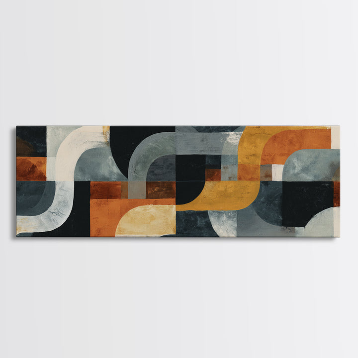 Statement Abstract with Bold Layered Brushwork Framed Canvas Print, Wall Art, Boho Decor, Living Room Decor, Fine Art, WAL-3x1-89