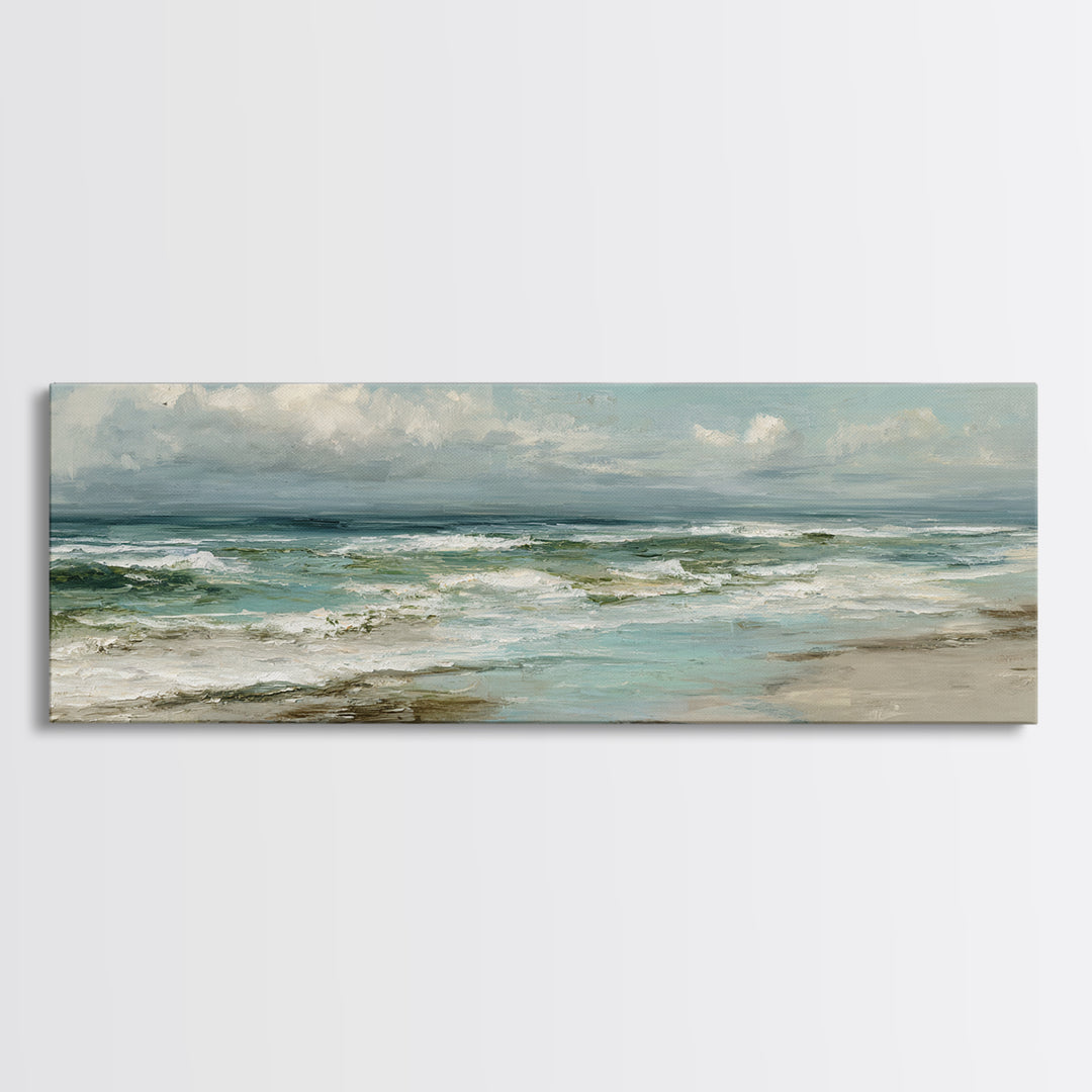 Classic Seascape with Dramatic Clouds Canvas Print, Wall Art, Art Print, Living Room Decor, Fine Art, Wall Hanging, WAL-3x1-91