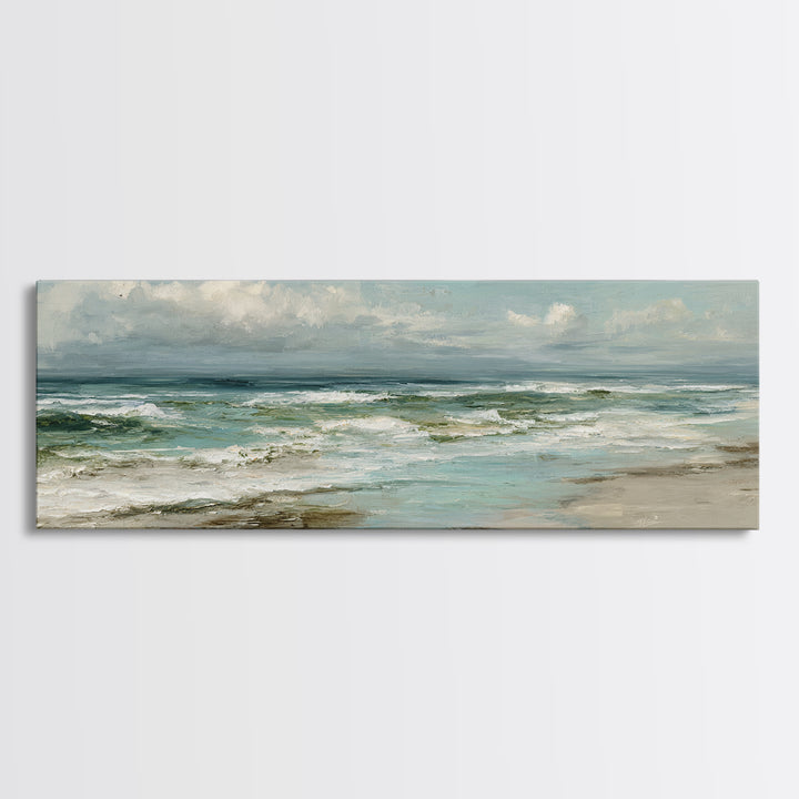 Classic Seascape with Dramatic Clouds Canvas Print, Wall Art, Art Print, Living Room Decor, Fine Art, Wall Hanging, WAL-3x1-91