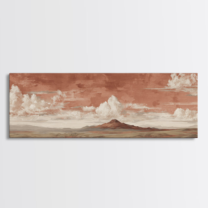 Desert Landscape in Warm Terracotta Tones Canvas Print, Wall Art, Heart, Living Room Decor, Fine Art, Home Decor Gift, WAL-3x1-95