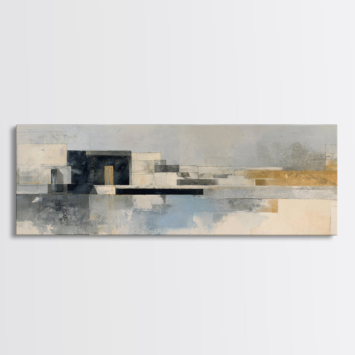 Black and White Architectural Study Canvas Print, Wall Art, Textured Painting, Living Room Decor, Fine Art, Wall Hangings, WAL-3x1-96