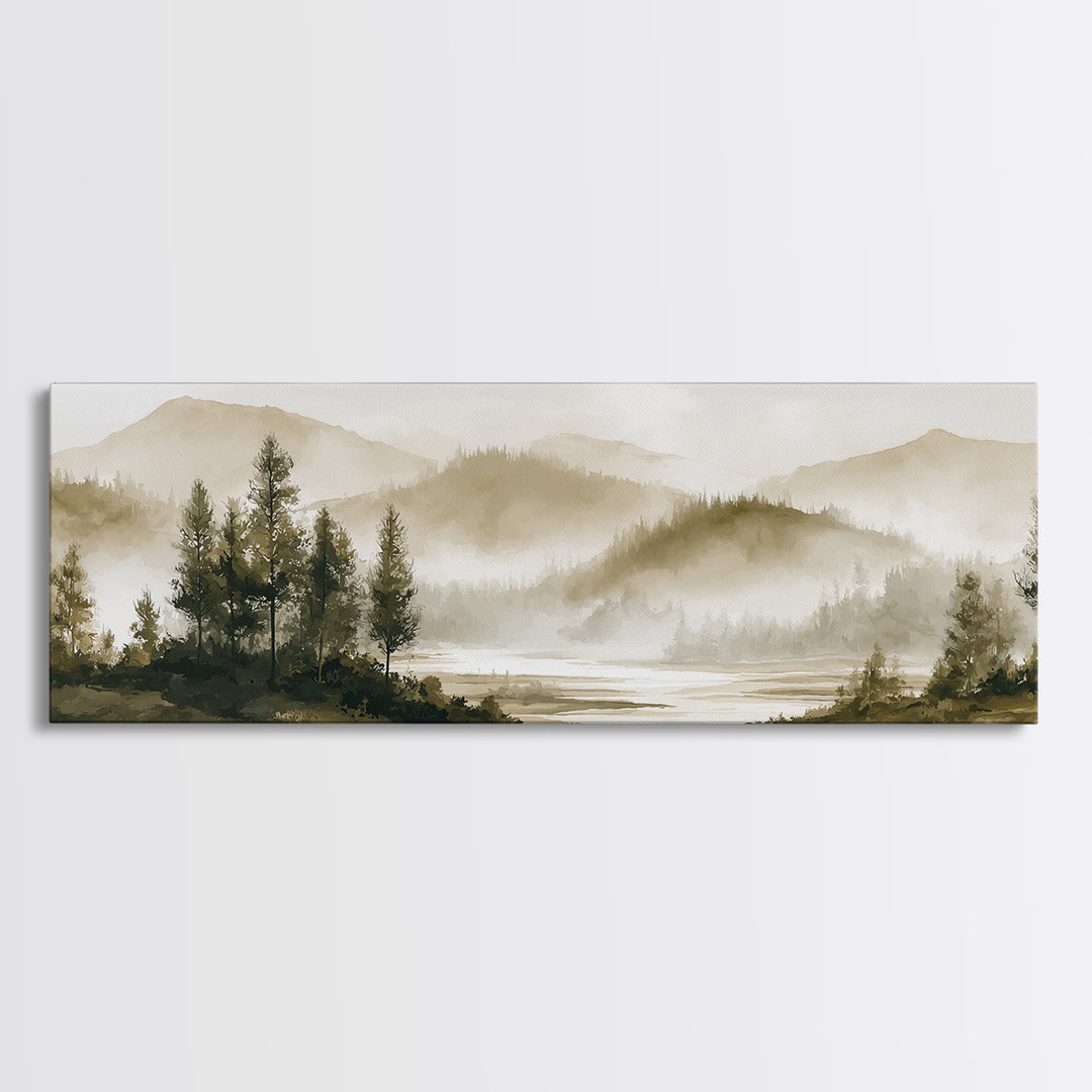 Moody Forest Landscape Canvas Print, Wall Art, Prints Wall Art, Living Room Decor, Oil Painting, Textured Painting, WAL-3x1-98