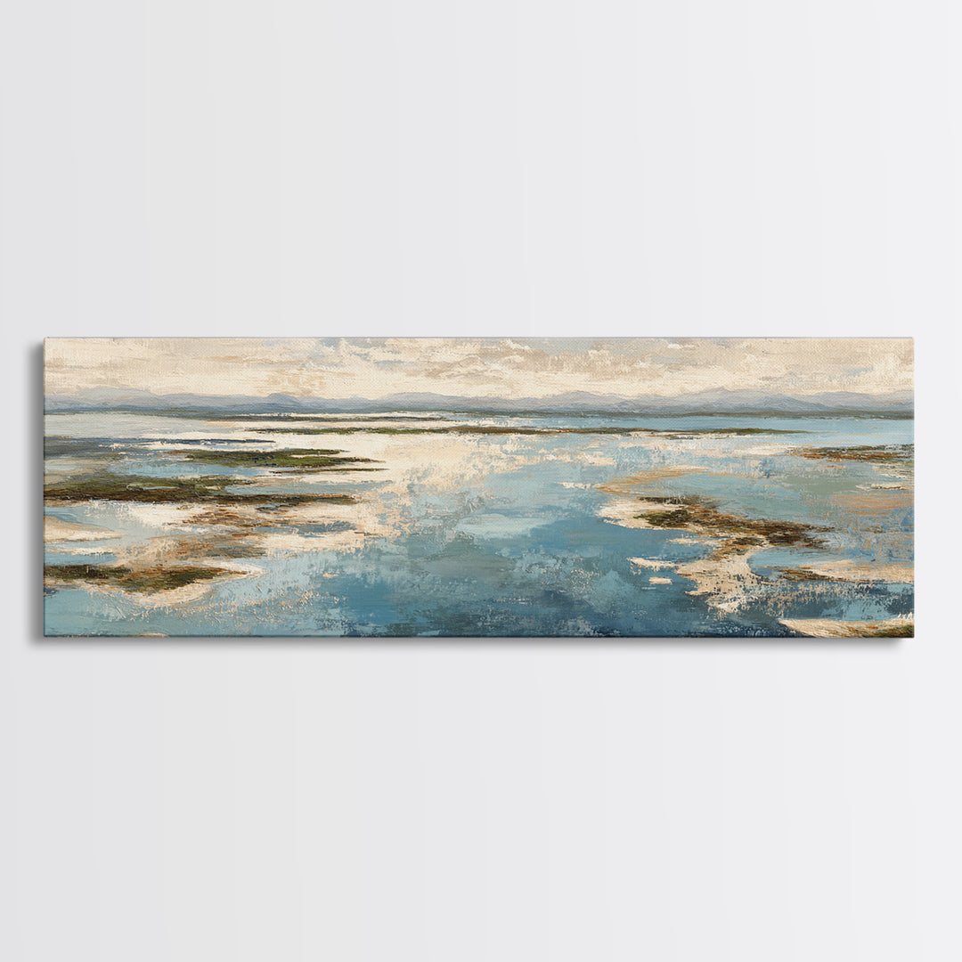 Coastal Aerial Water Study Framed Canvas Print, Wall Art, Printable Wall Art, Living Room Decor, Fine Art, Original Art, WAL-3x1-99