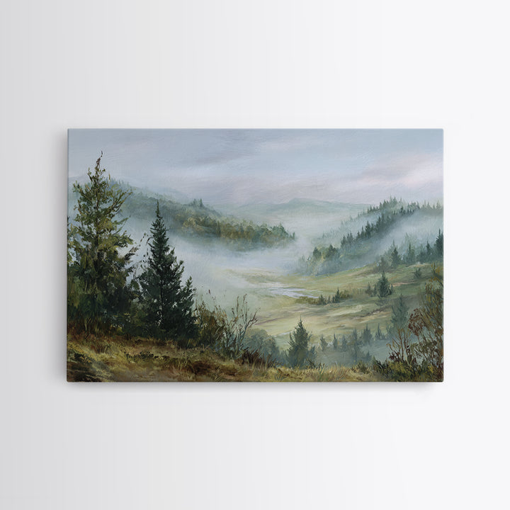 Moody Forest Landscape Framed Canvas Print, Wall Art, Metal Wall Art, Living Room Decor, Oil Painting, Digital Print, WAL-3x2-14