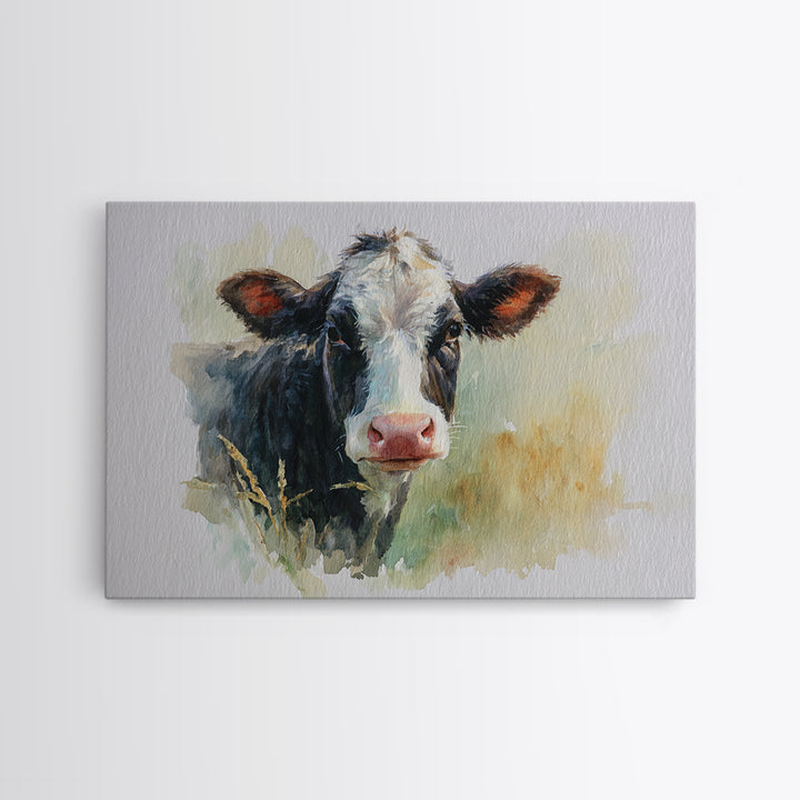 Rustic Farmhouse Cow Portrait Framed Canvas Print, Wall Art, Prints Wall Art, Living Room Decor, Fine Art, Textured Painting, WAL-3x2-23
