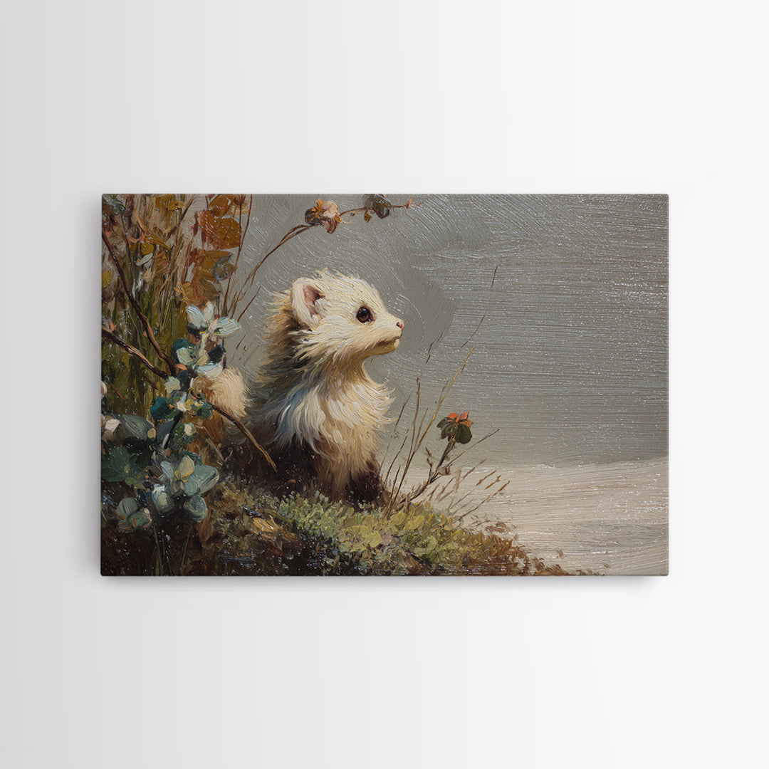 Whimsical Animal Portrait Canvas Print, Wall Art, Digital Print, Living Room Decor, Fine Art, Luxury Decor, Textured Painting, WAL-3x2-3