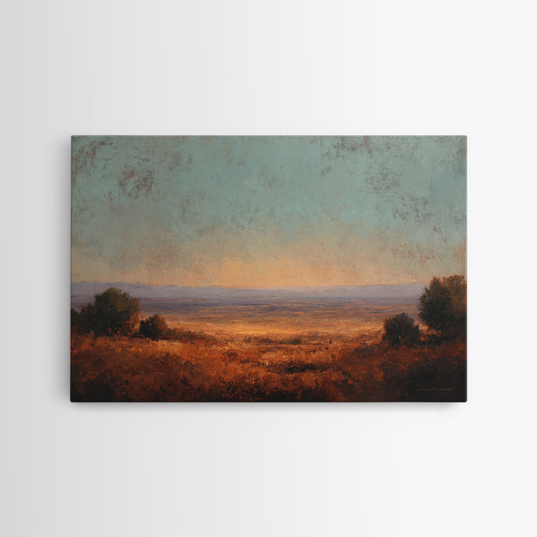 Desert Landscape in Warm Terracotta Tones Framed Canvas Print, Wall Art, Room Decor, Living Room Decor, Fine Art, WAL-3x2-35